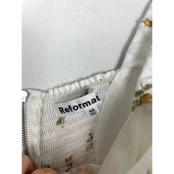 REFORMATION Tana Floral Linen Maxi Dress XS White Yellow Floral - Picture 4 of 4